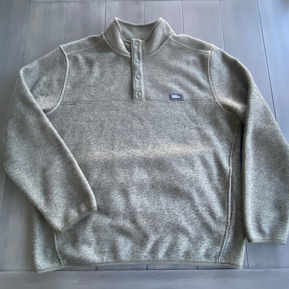Eddie Bauer Pullover Sweater • Men’s Large • Green • Fleece‑Lined Quarter Button